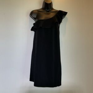 Sézane Edition One-Shoulder Black Ruffle‎ Dress